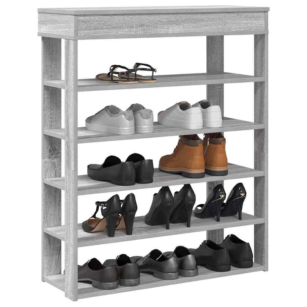 Vetonek Mueble zapatero madera de ingeniería gris sonoma 80x30x98 cm