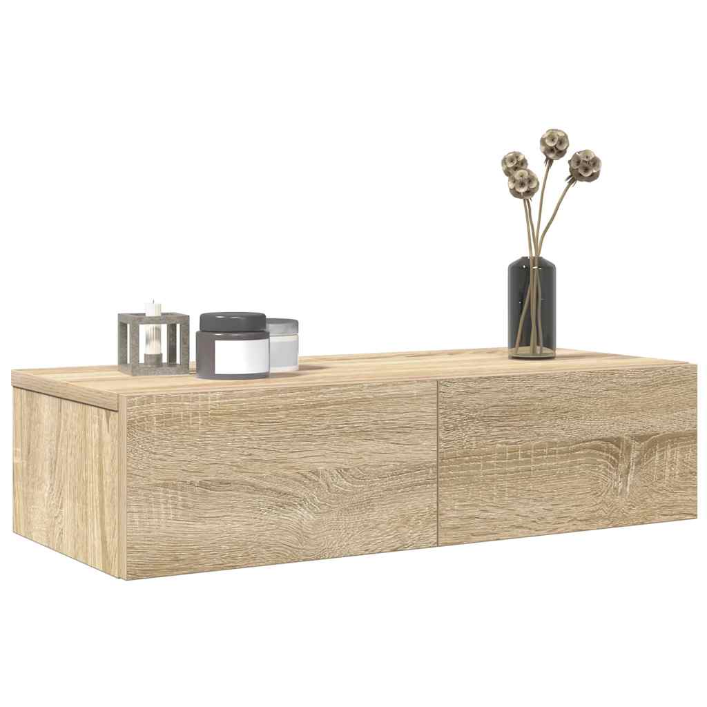 Vetonek Estante de pared con cajones madera contrachapada roble sonoma