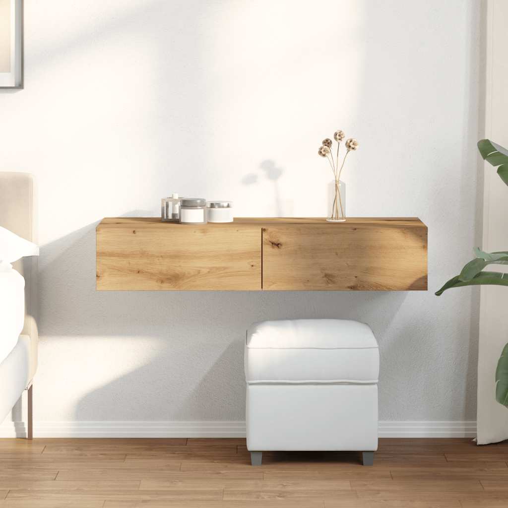 Wall shelf with plywood wooden drawers