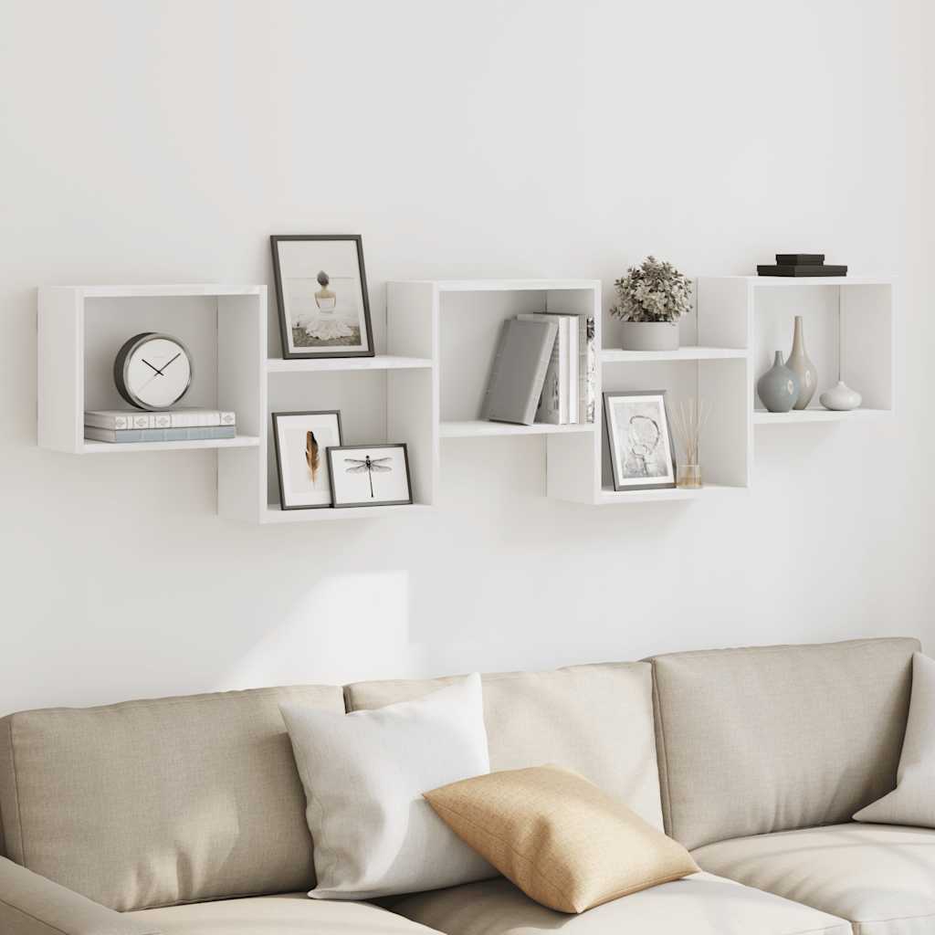 Estante cubo de pared 5 compartimentos madera ingeniería blanco v0269 - Vetonek