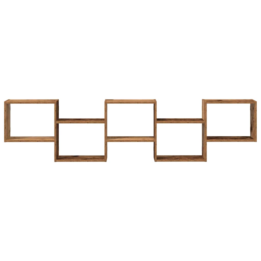 Estante cubo de pared 5 compartimentos madera envejecida - Vetonek