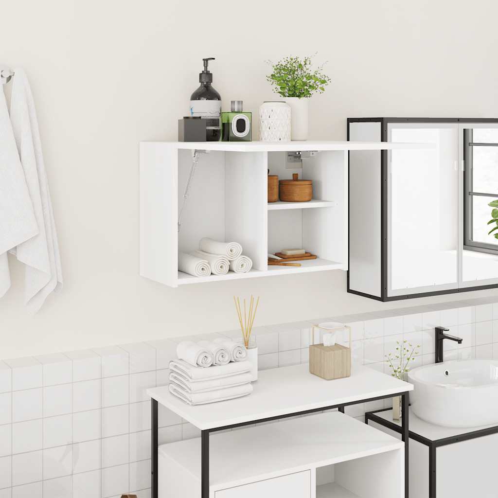 Mueble de pared de baño madera ingeniería blanco 60x25x40 cm v0986 Vetonek