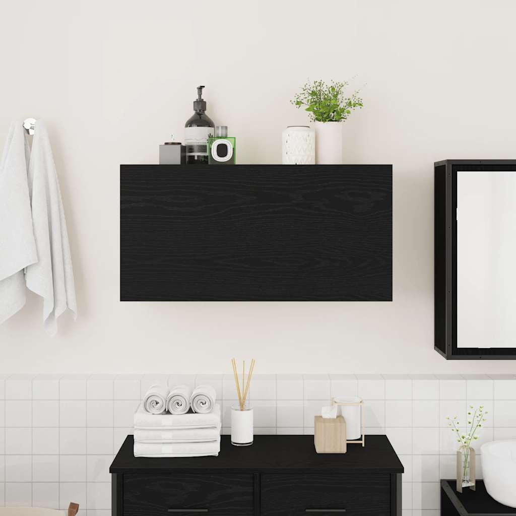 Mobili da bagno a parete sintetizzata in legno nexus nero 80x25x40 cm