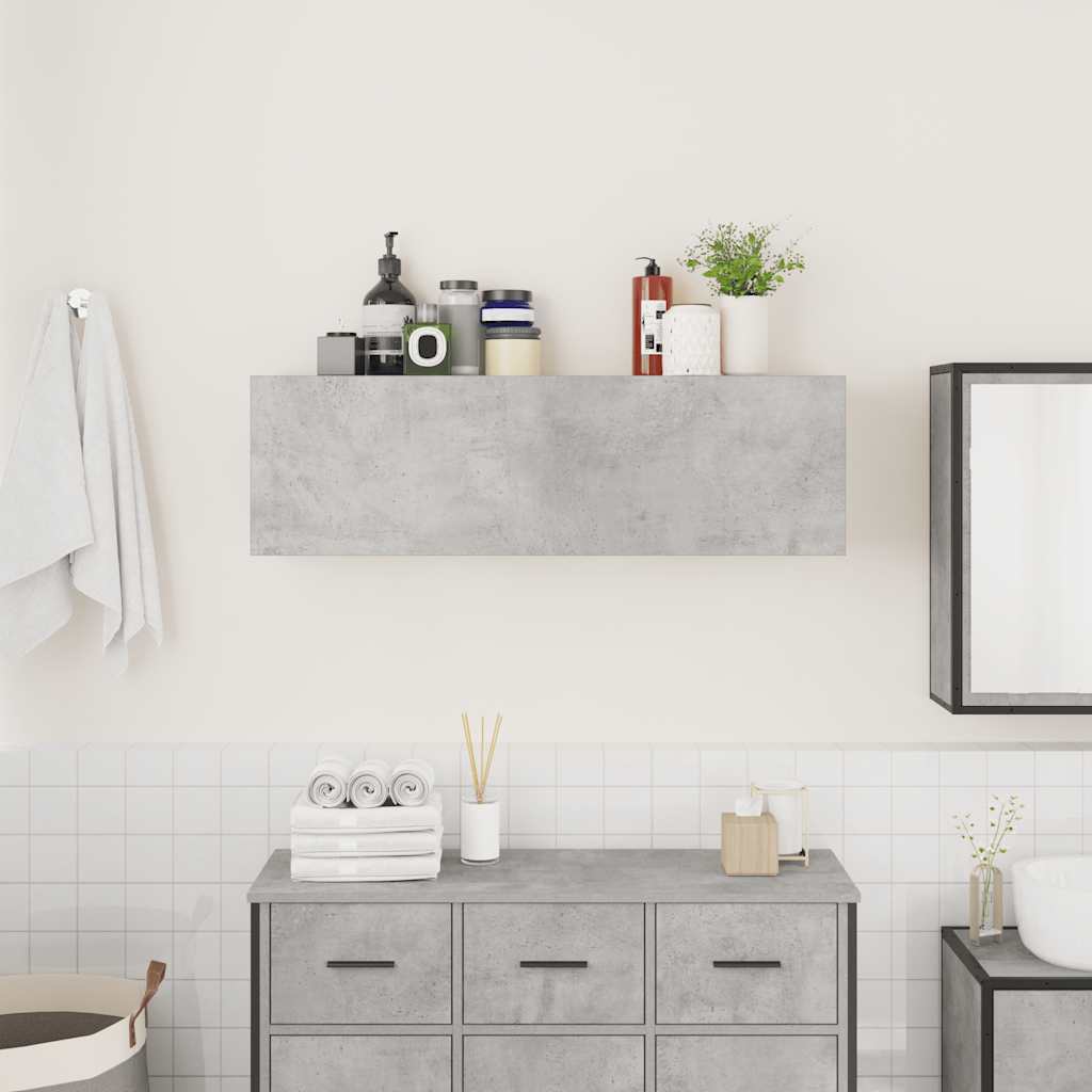 Mueble pared baño madera sintetizada Nexus gris hormigón 100x25x30cm