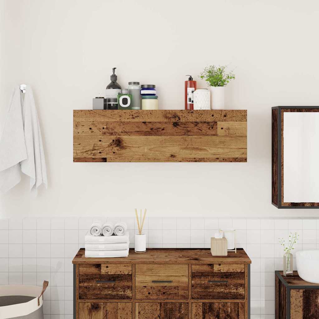 Mueble de pared baño madera sintetizada Nexus envejecida 100x25x30 cm