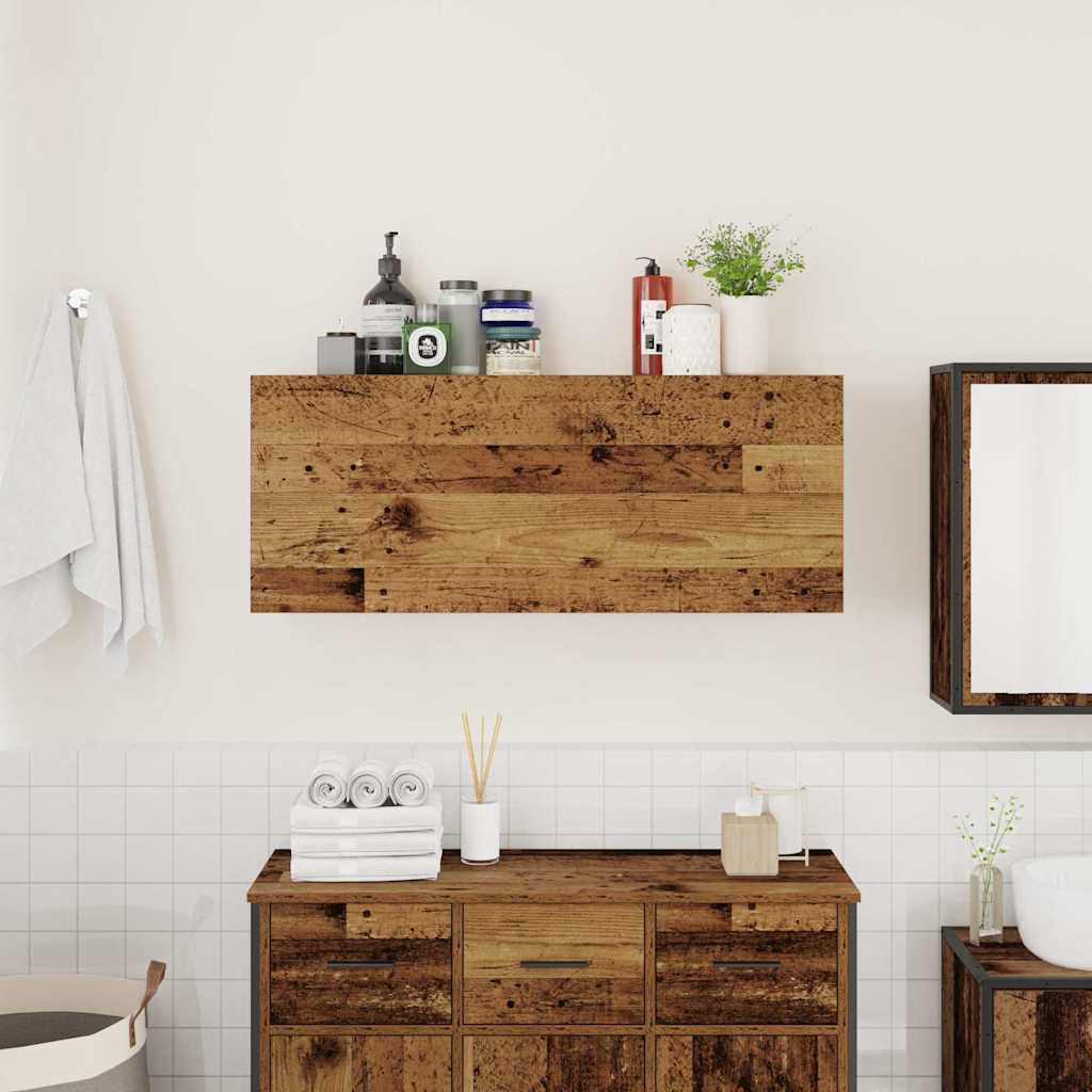 Mueble de pared baño madera sintetizada Nexus envejecida 100x25x40 cm