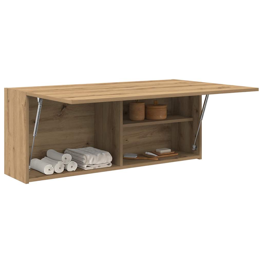 Vetonek Mueble pared baño madera ingeniería roble artisan 100x25x40 cm