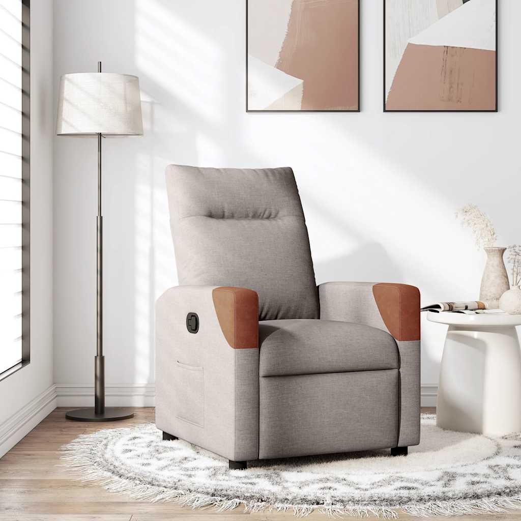 Vetonek Sillón reclinable de tela gris taupe