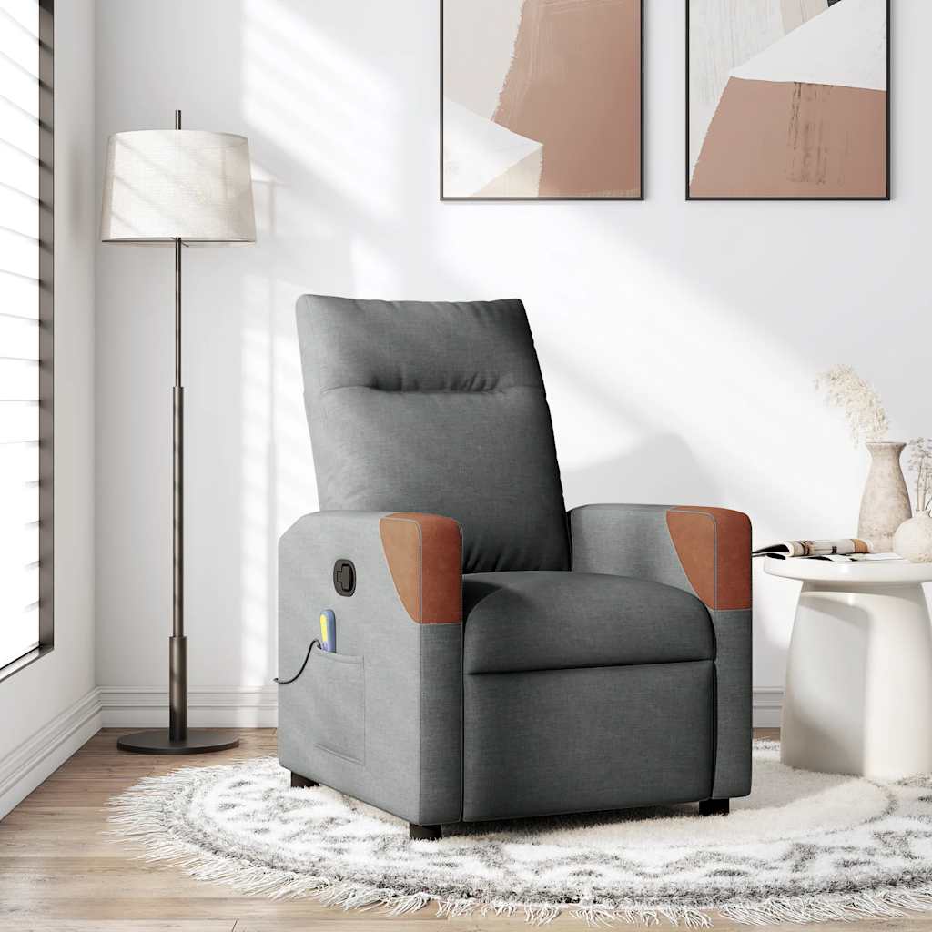 Vetonek Sillón de masaje reclinable de tela gris oscuro