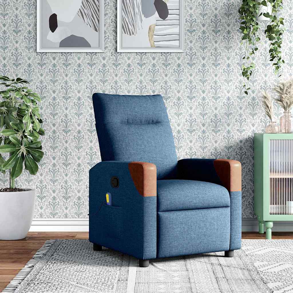 Vetonek Sillón reclinable de masaje de tela azul