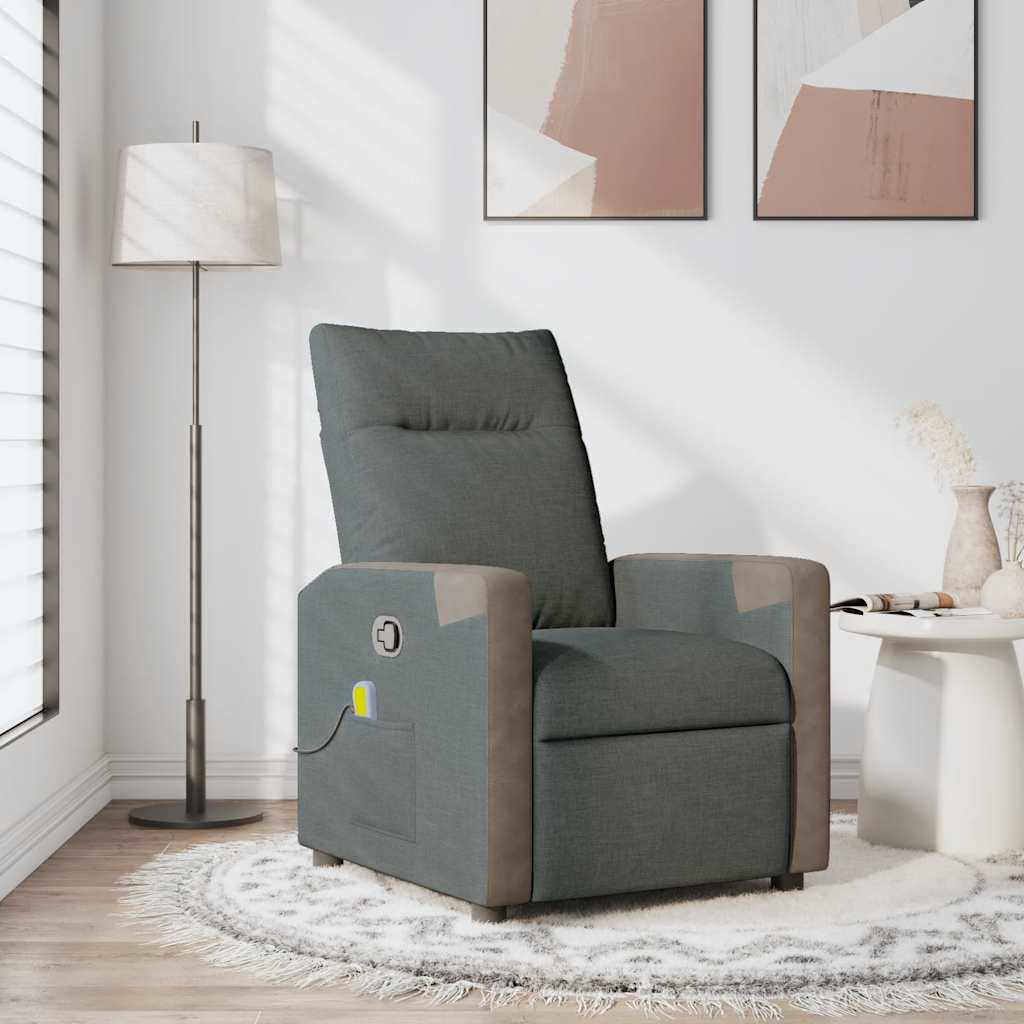 Vetonek Sillón de masaje reclinable de tela gris oscuro