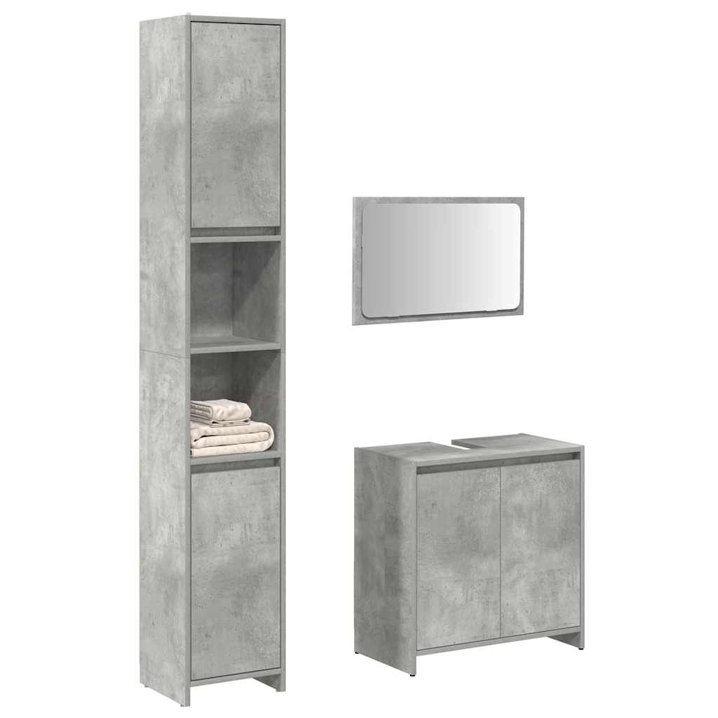 Vetonek Set muebles de baño 2 piezas madera contrachapada gris hormigón