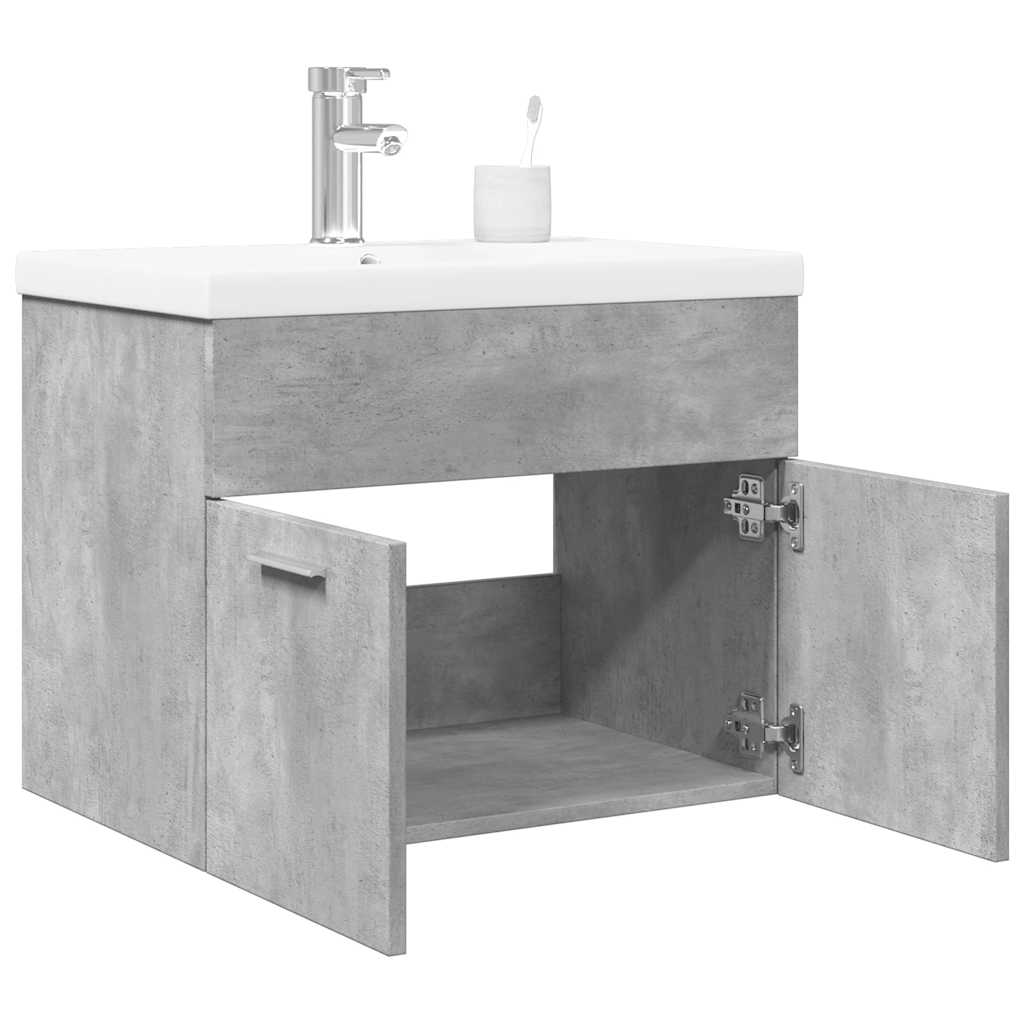 Vetonek Mueble de baño con lavabo integrado gris hormigón