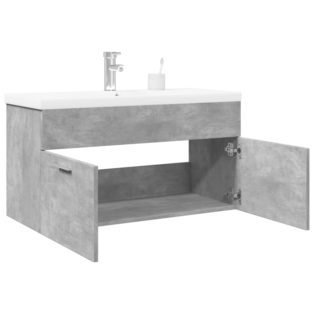 Vetonek Mueble de baño con lavabo integrado gris hormigón