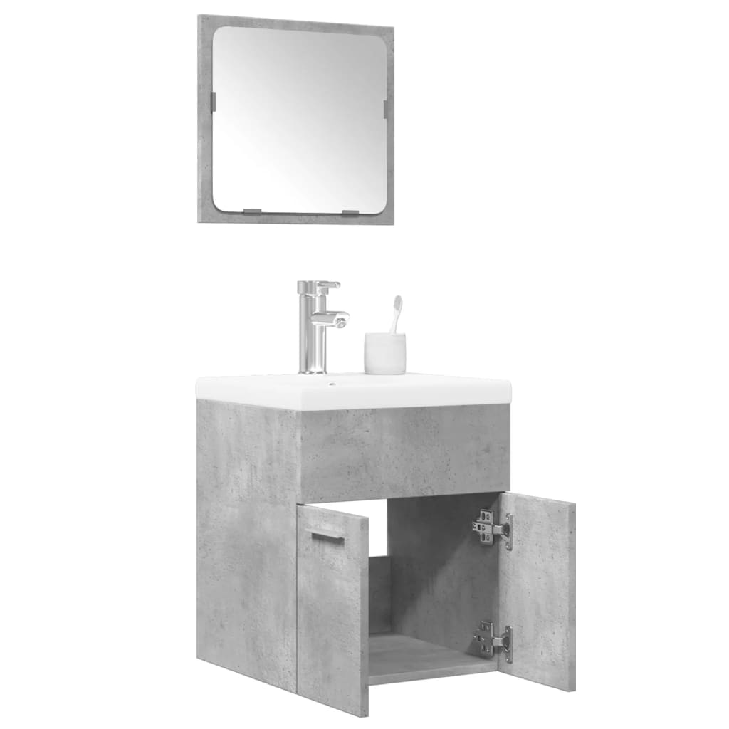 Vetonek Set muebles de baño 2 piezas madera contrachapada gris hormigón