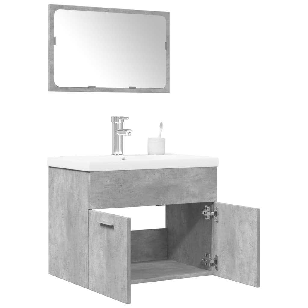 Vetonek Set muebles de baño 2 piezas madera contrachapada gris hormigón