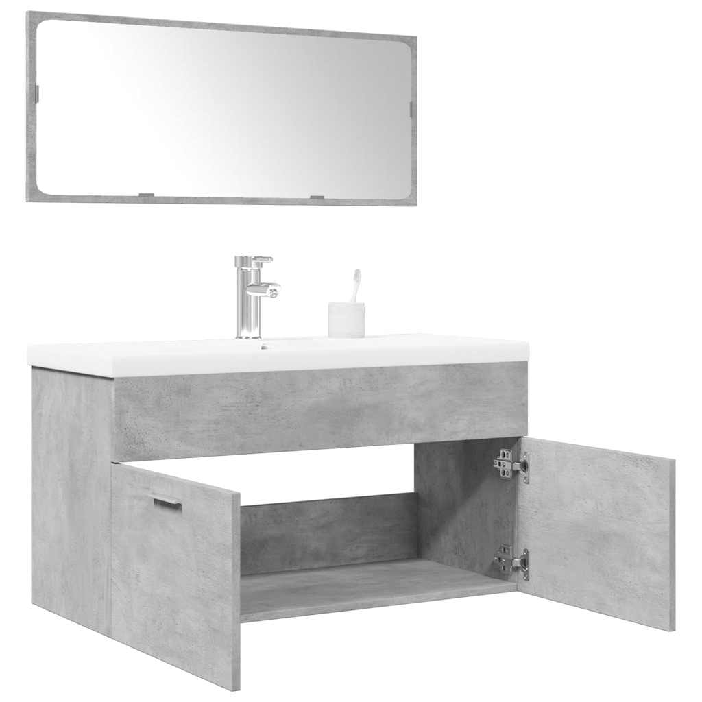 Vetonek Set muebles de baño 2 piezas madera contrachapada gris hormigón