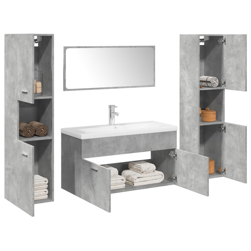 Vetonek Set muebles de baño 5 piezas madera ingeniería gris hormigón