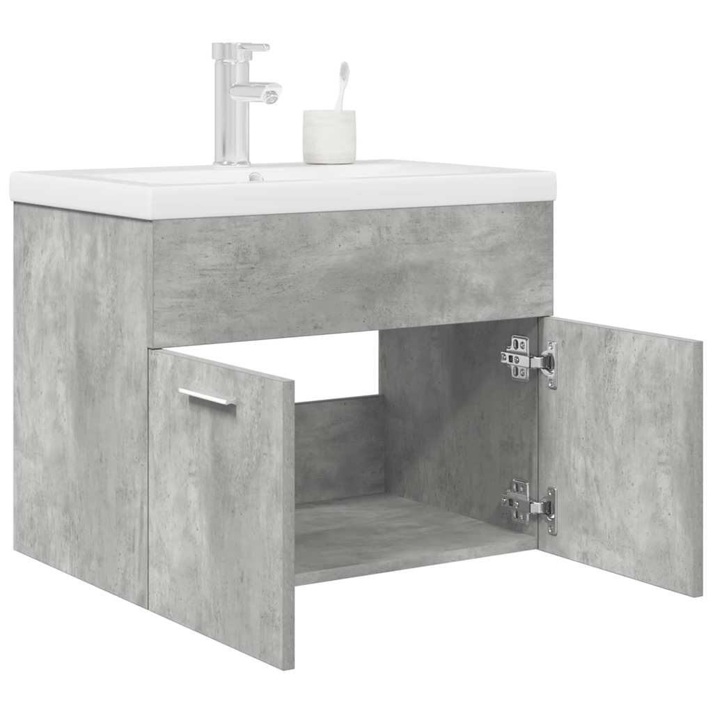 Vetonek Mueble de baño con lavabo incorporado y grifo gris hormigón