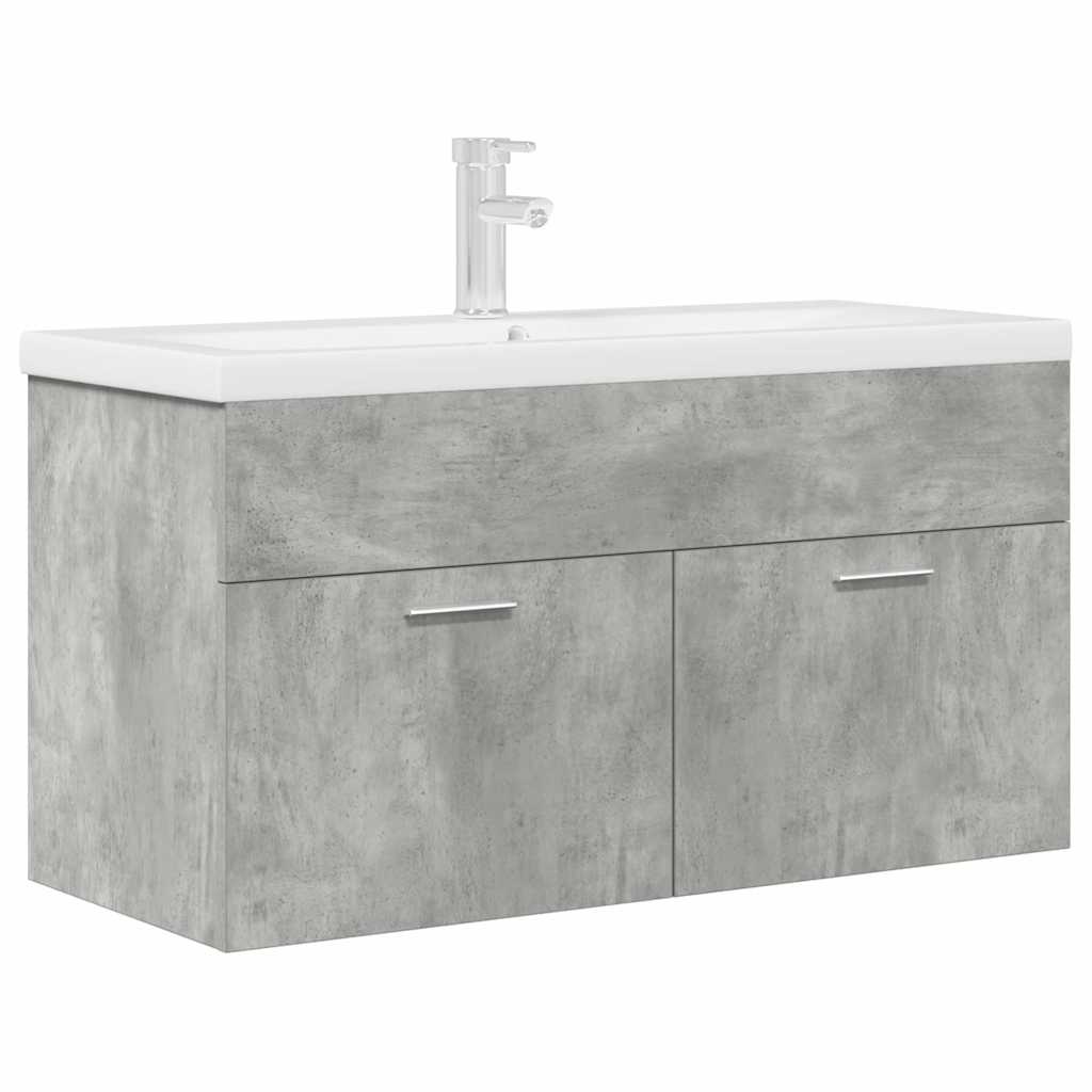 Vetonek Mueble de baño con lavabo incorporado y grifo gris hormigón