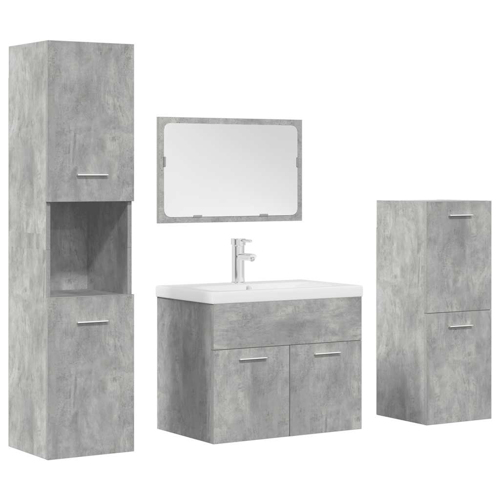 Vetonek Set muebles de baño 5 piezas madera ingeniería gris hormigón