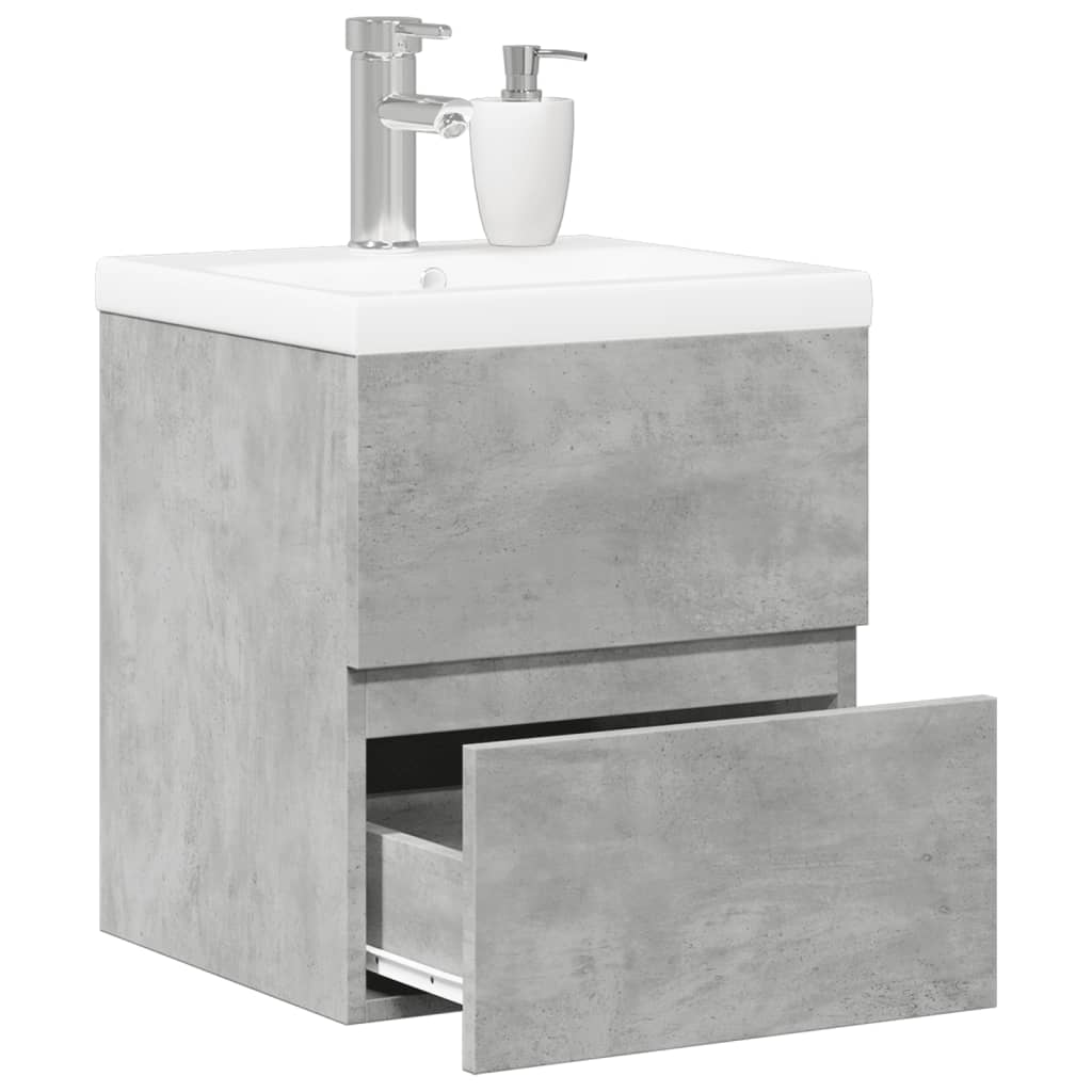 Vetonek Set muebles de baño 2 piezas madera contrachapada gris hormigón