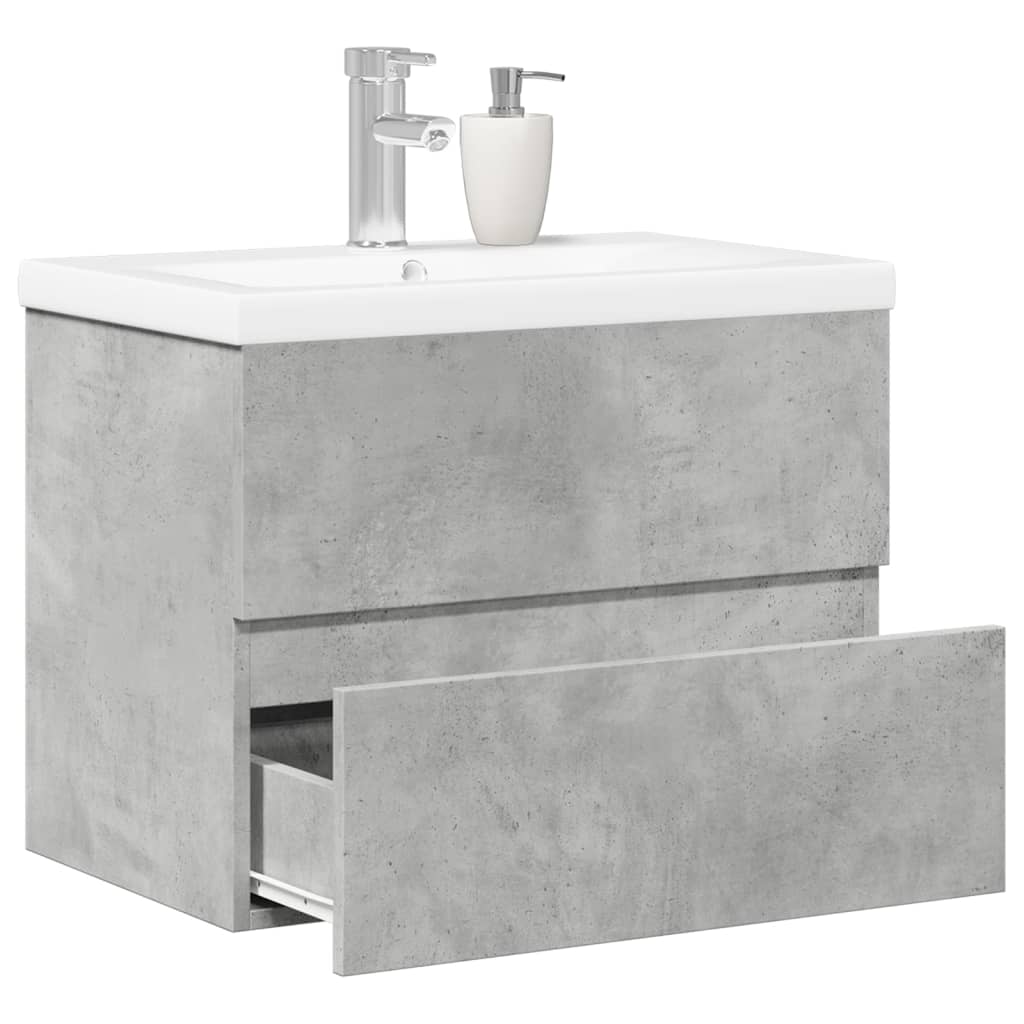 Vetonek Set muebles de baño 2 piezas madera contrachapada gris hormigón