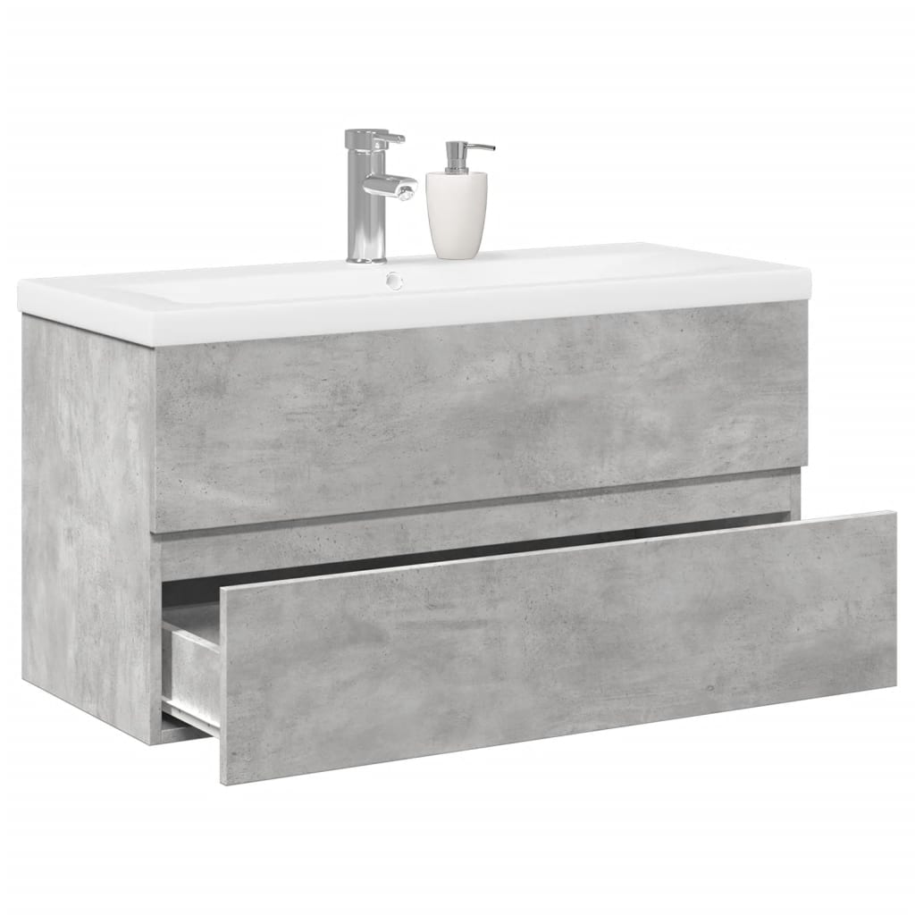 Vetonek Set muebles de baño 2 piezas madera contrachapada gris hormigón