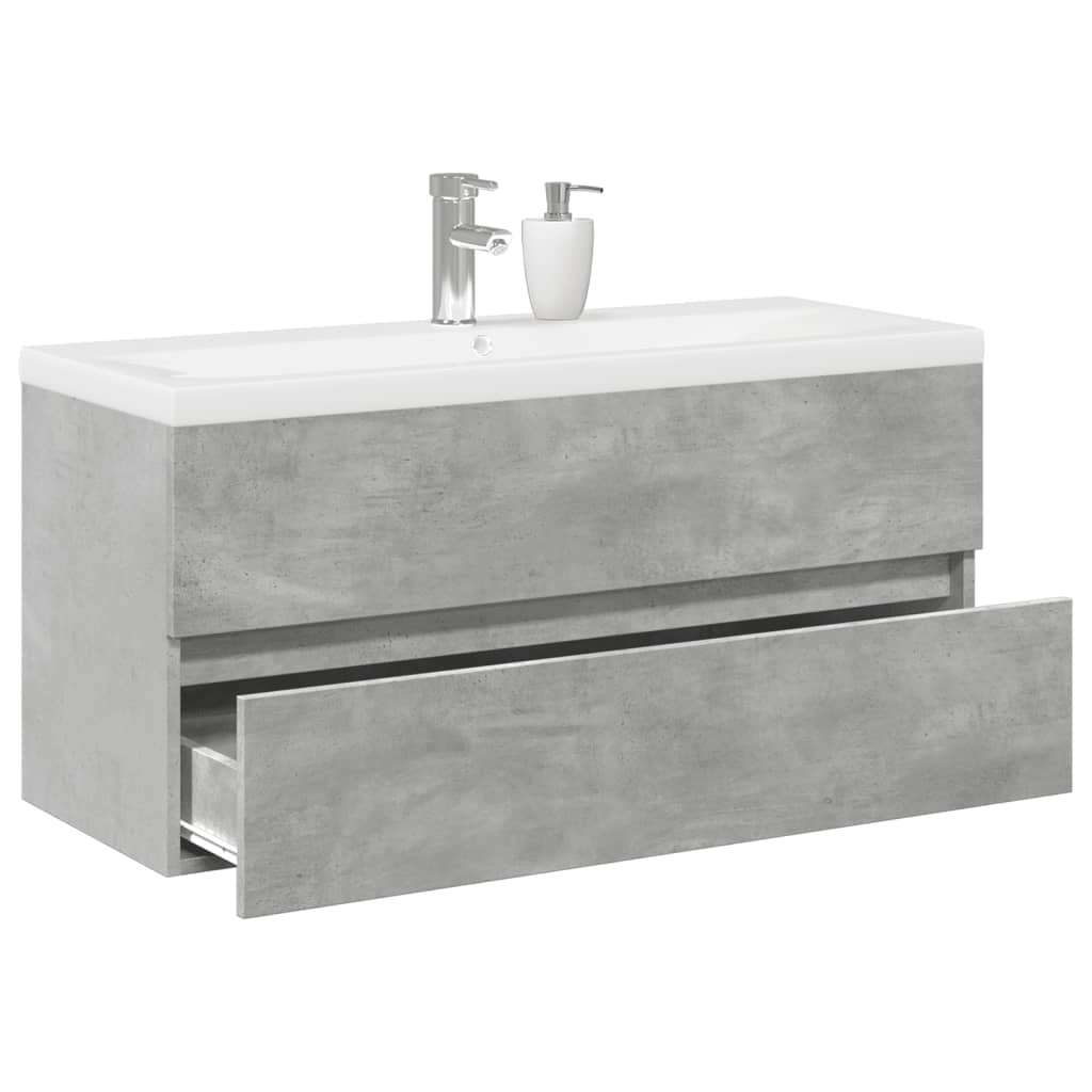 Vetonek Set muebles de baño 2 piezas madera contrachapada gris hormigón