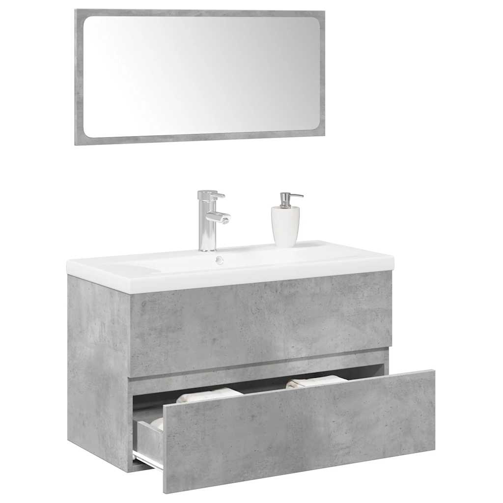 Vetonek Set muebles de baño 2 piezas madera contrachapada gris hormigón