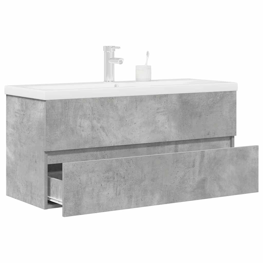 Vetonek Set muebles de baño 2 piezas madera contrachapada gris hormigón