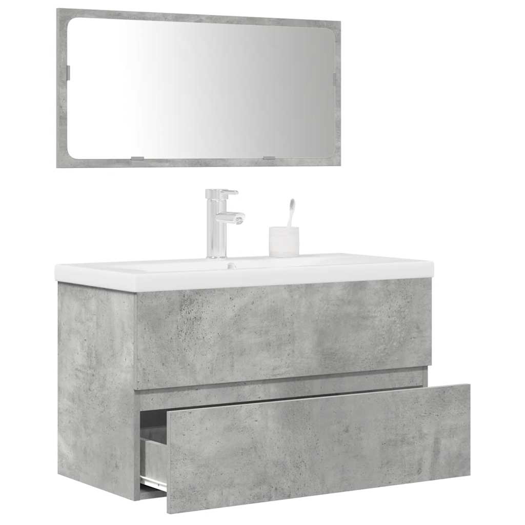 Vetonek Set muebles de baño 2 piezas madera contrachapada gris hormigón