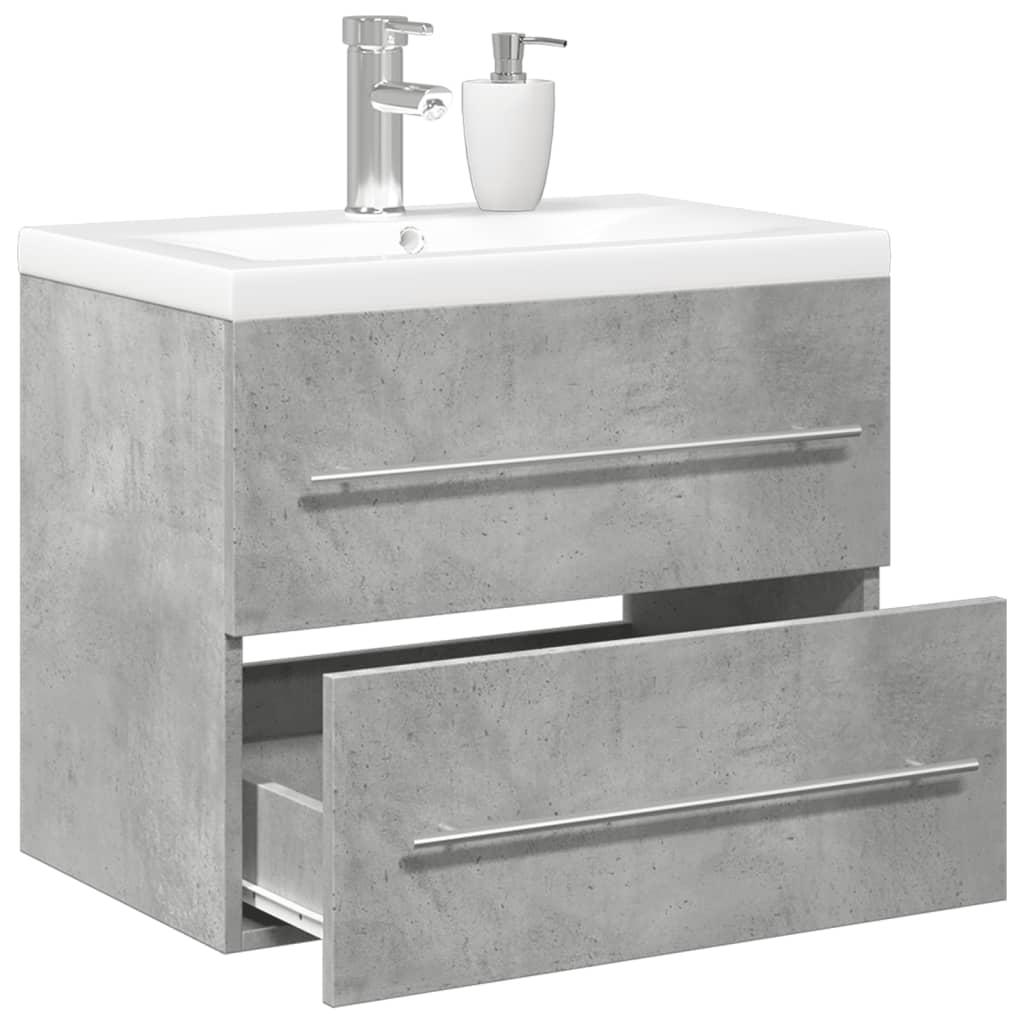 Vetonek Set muebles de baño 2 piezas madera contrachapada gris hormigón