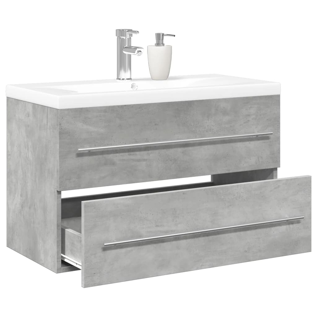 Vetonek Set muebles de baño 2 piezas madera contrachapada gris hormigón