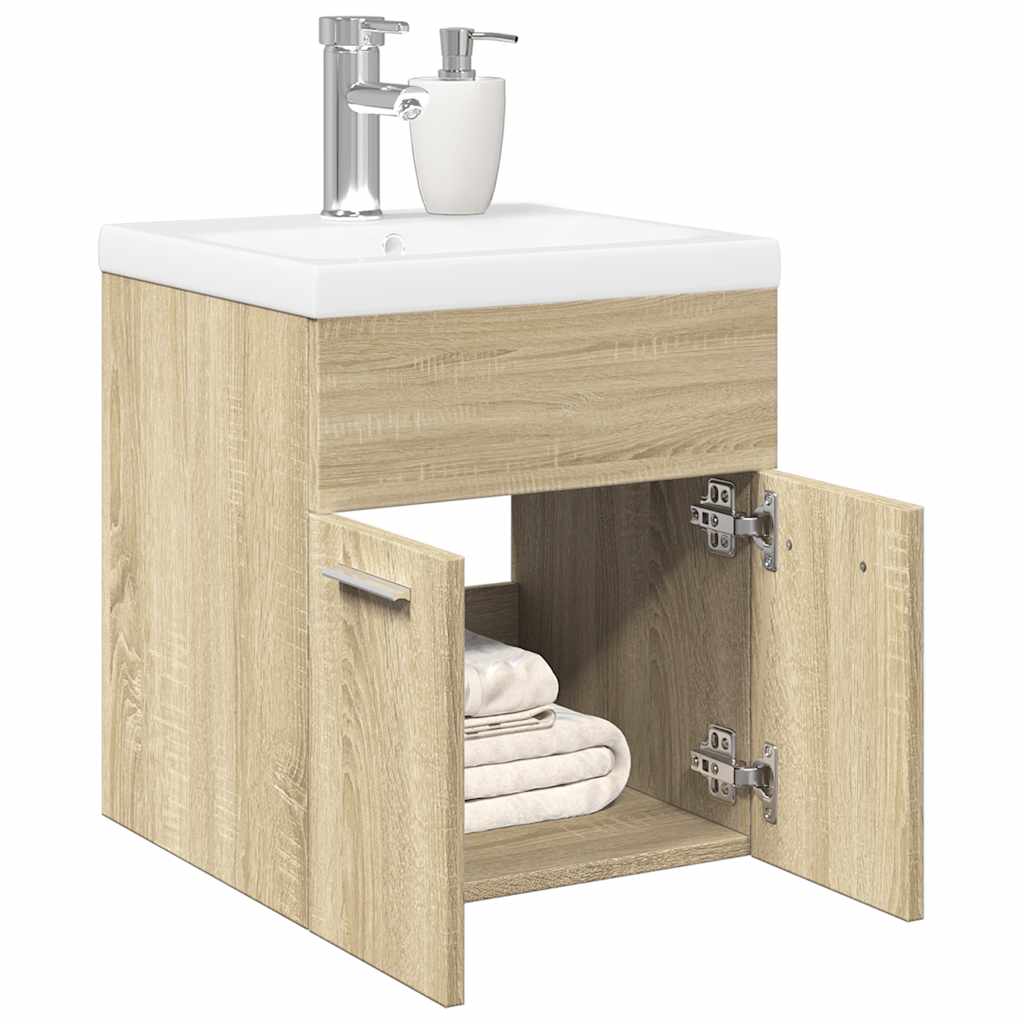 Vetonek Set de muebles de baño 2 pzas madera contrachapada roble Sonoma