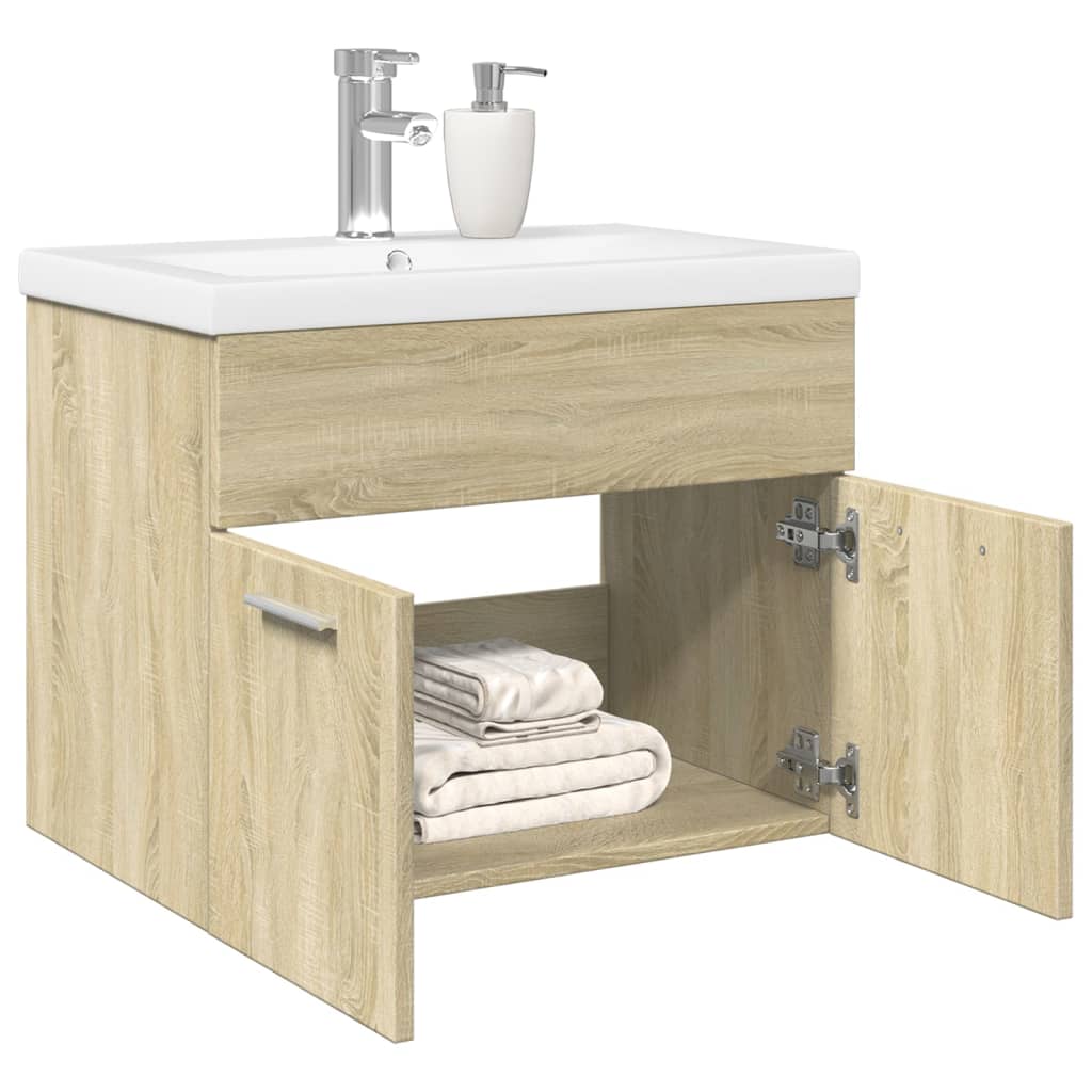 Vetonek Mueble de baño con lavabo integrado roble Sonoma