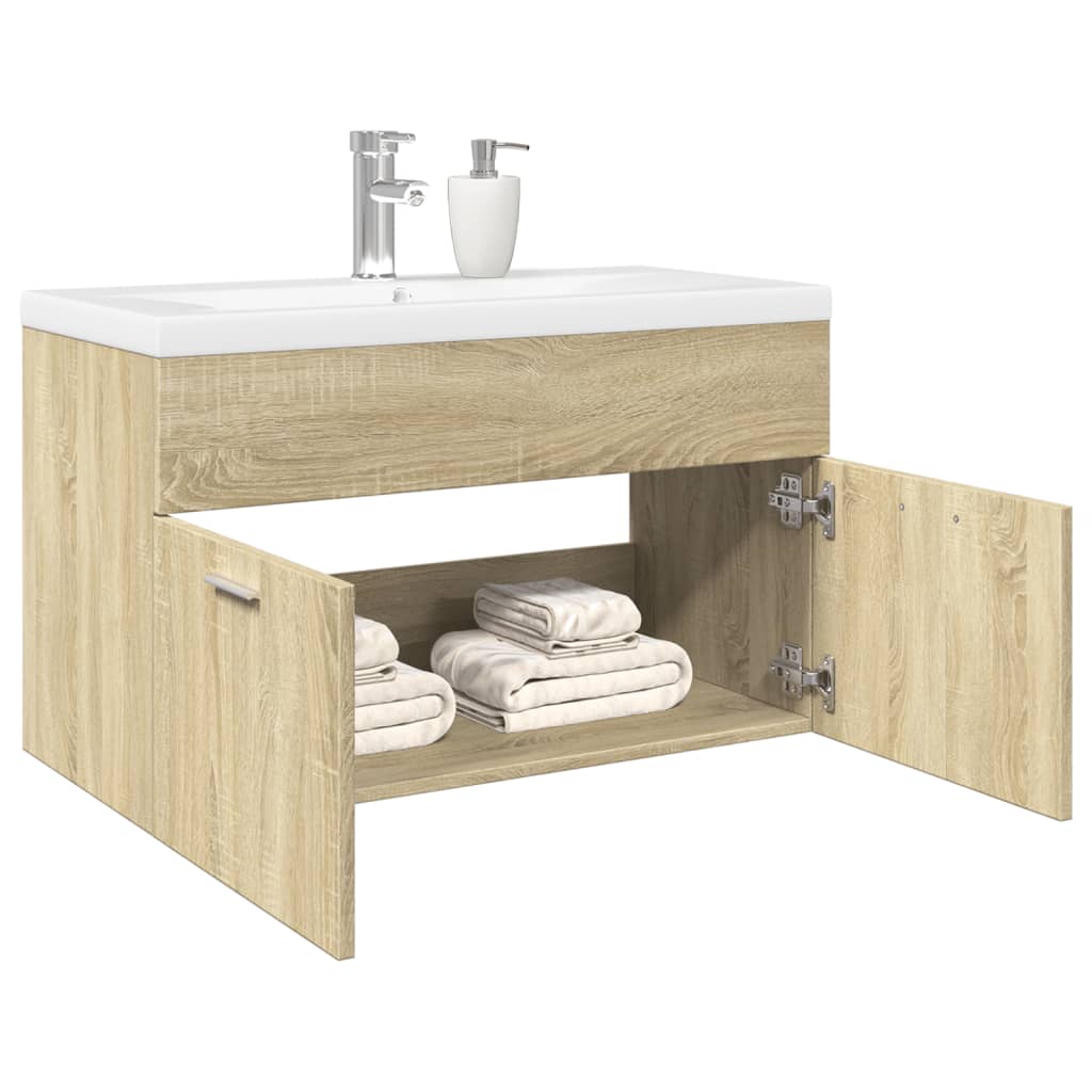 Vetonek Mueble de baño con lavabo integrado roble Sonoma