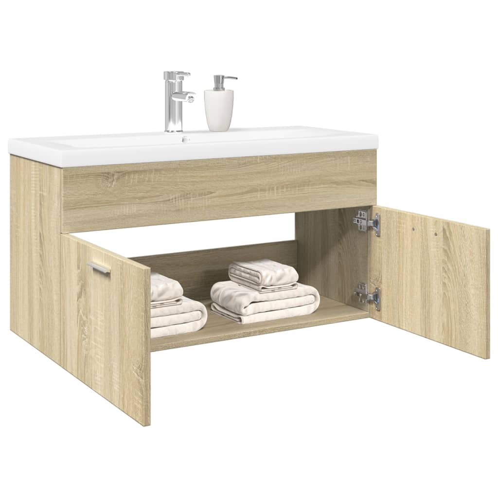 Vetonek Mueble de baño con lavabo integrado roble Sonoma