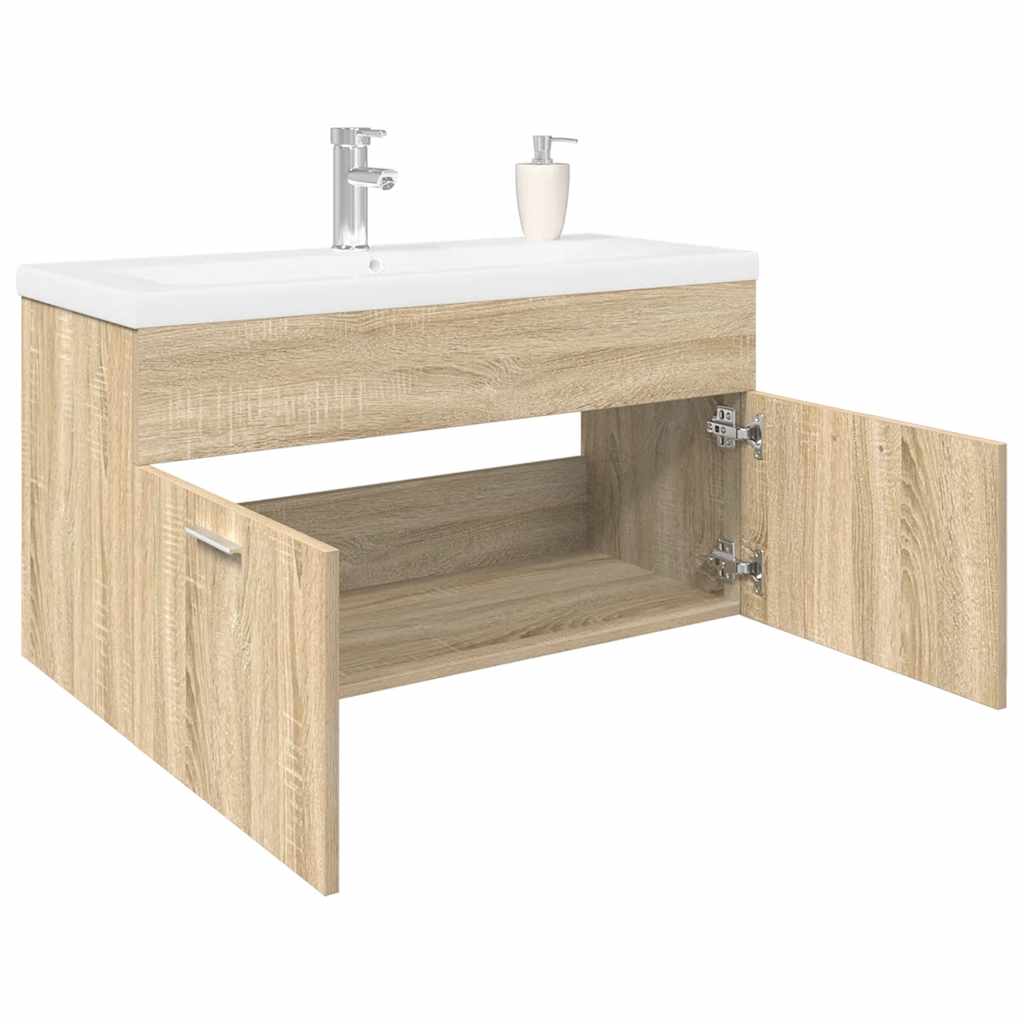 Vetonek Mueble de baño con lavabo integrado roble Sonoma