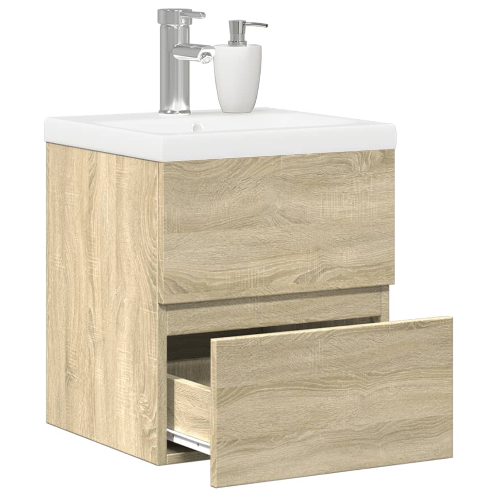 Vetonek Set de muebles de baño 2 pzas madera contrachapada roble Sonoma