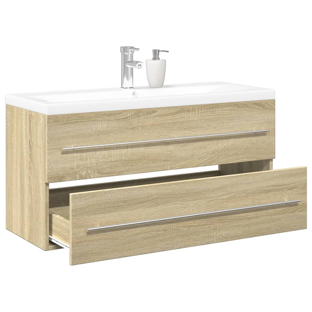 Vetonek Set de muebles de baño 2 pzas madera contrachapada roble Sonoma