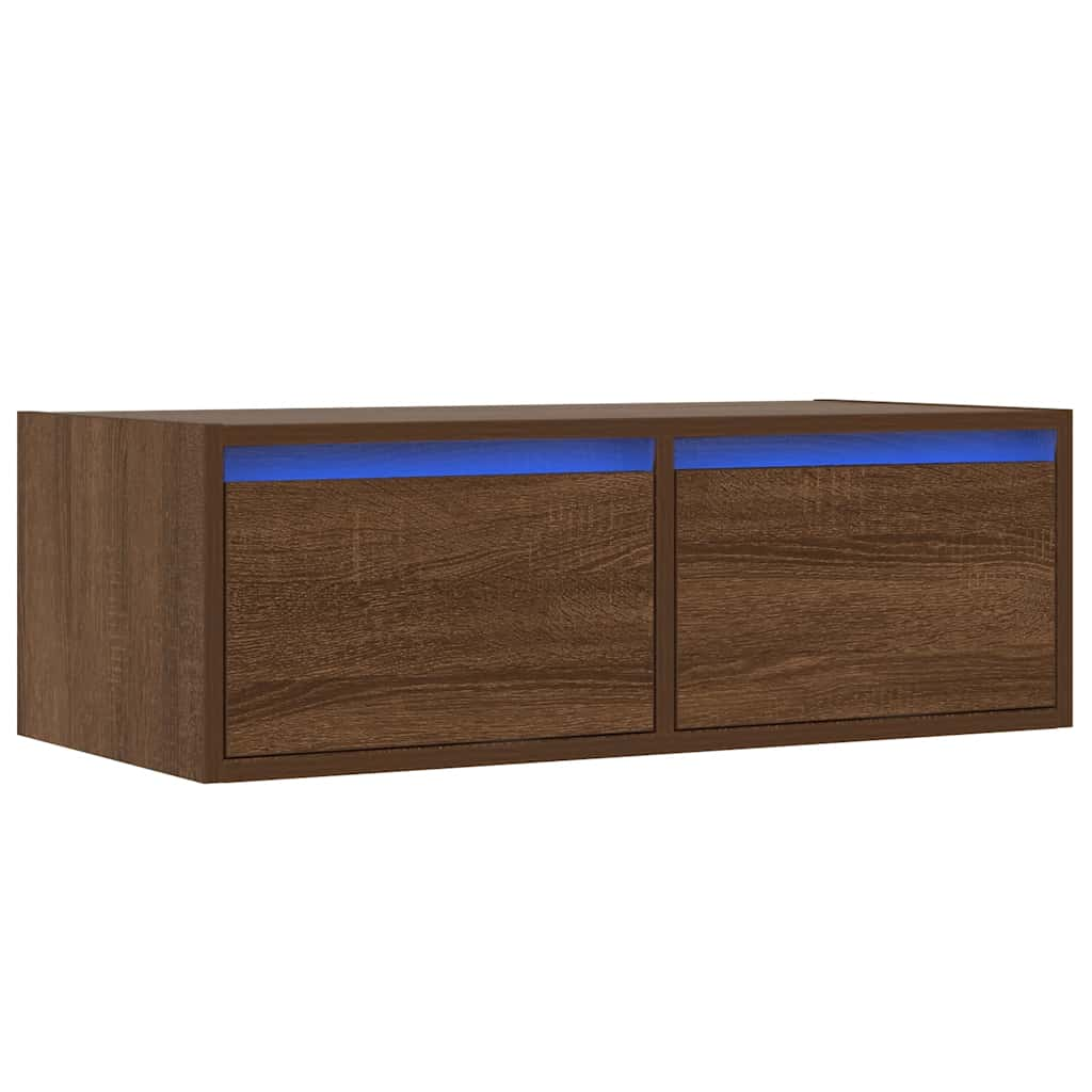 Gabinete de TV com luzes LED Brown Oak 75x35.5x25 cm