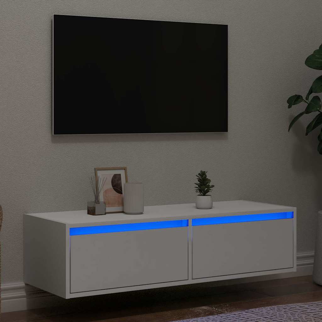 Vetonek Mueble de TV con luces LED blanco 100X35,5x25 cm