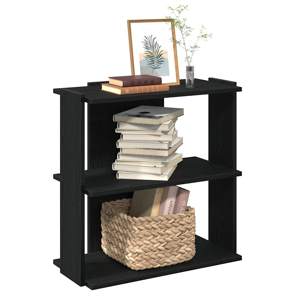 Vetonek Librería de 3 estantes madera de ingeniería negro 60x30x60 cm