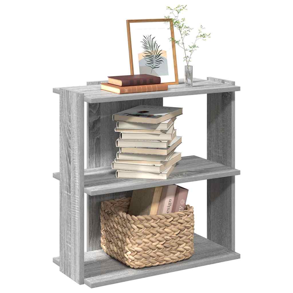 Vetonek Librería 3 estantes madera ingeniería gris Sonoma 60x30x60 cm