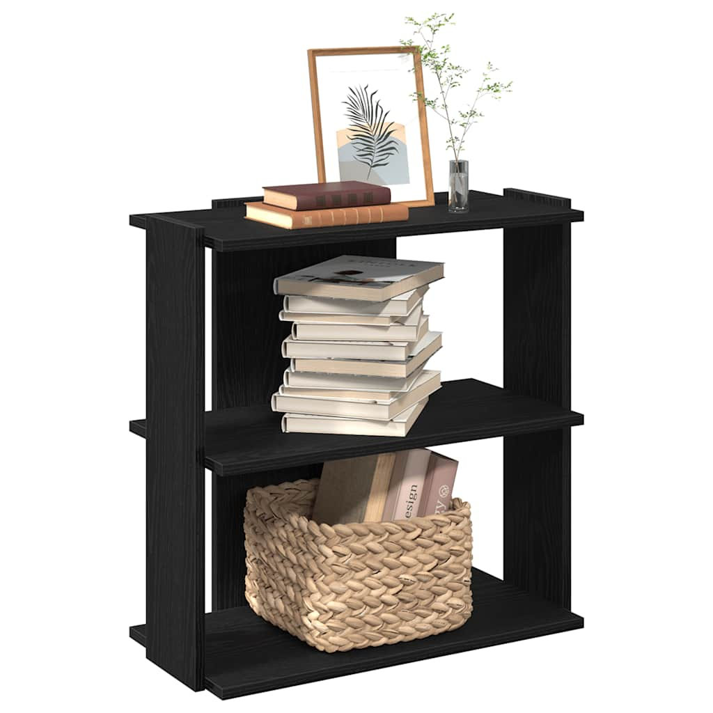 Vetonek Librería de 3 estantes madera de ingeniería negro 60x30x80 cm