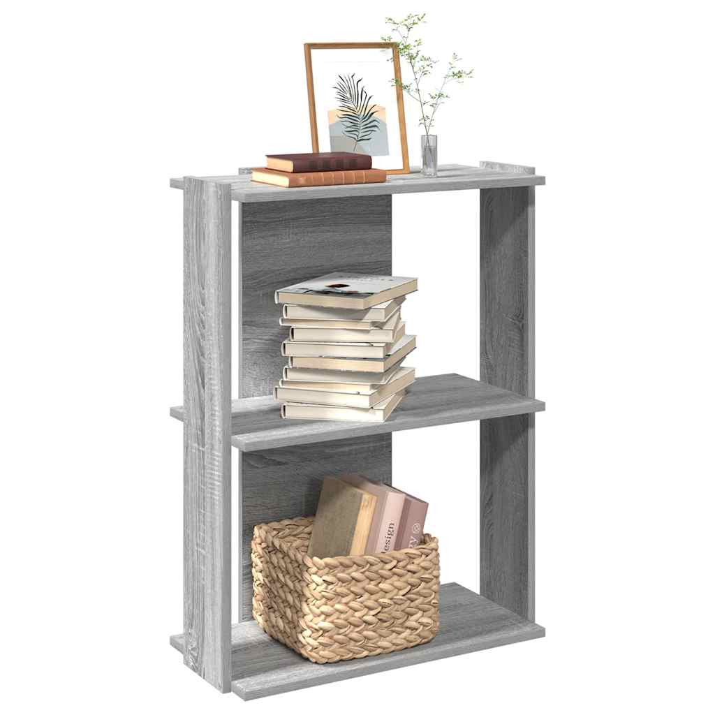 Vetonek Librería 3 estantes madera ingeniería gris sonoma 60x30x80 cm