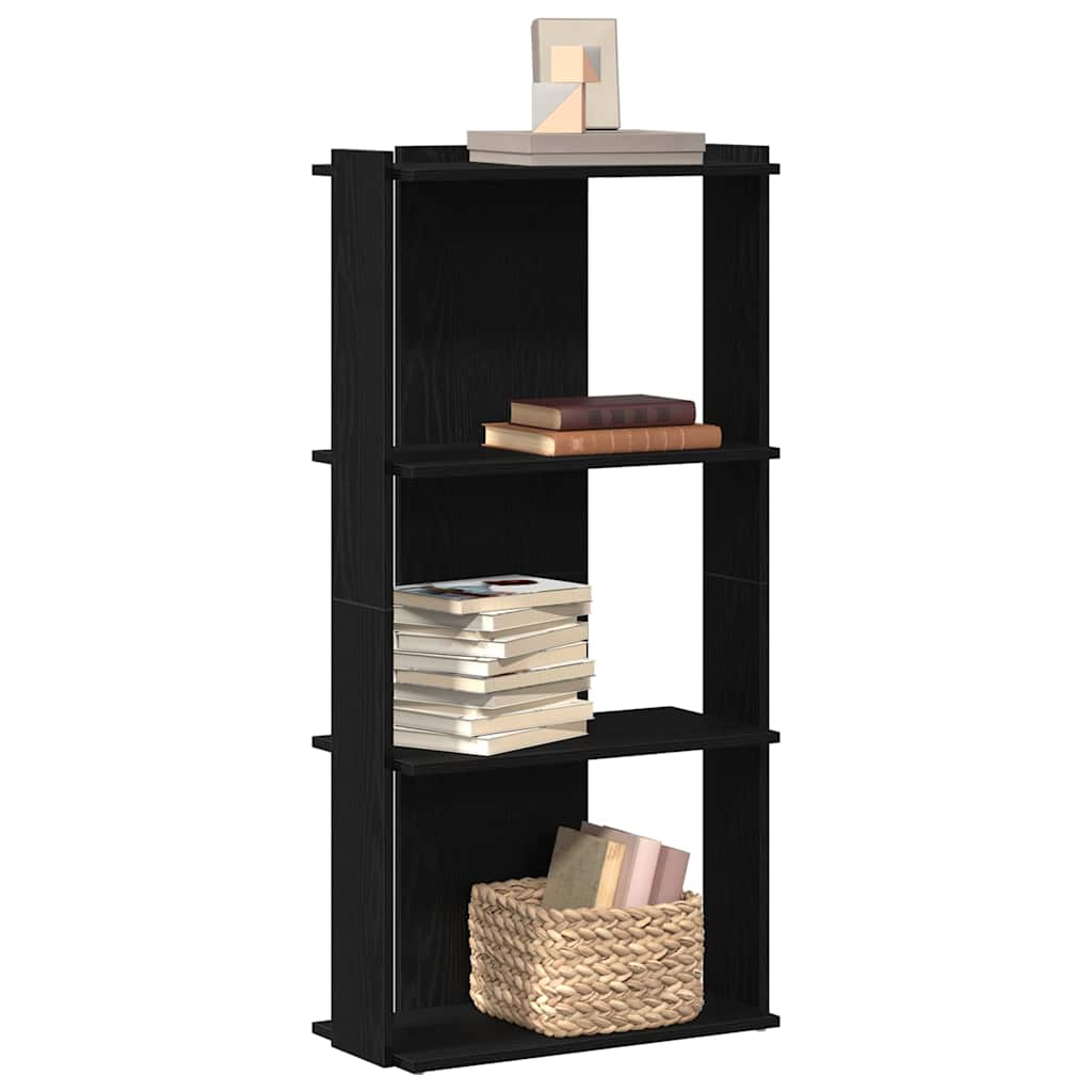 Vetonek Librería de 3 estantes madera de ingeniería negro 60x30x120 cm