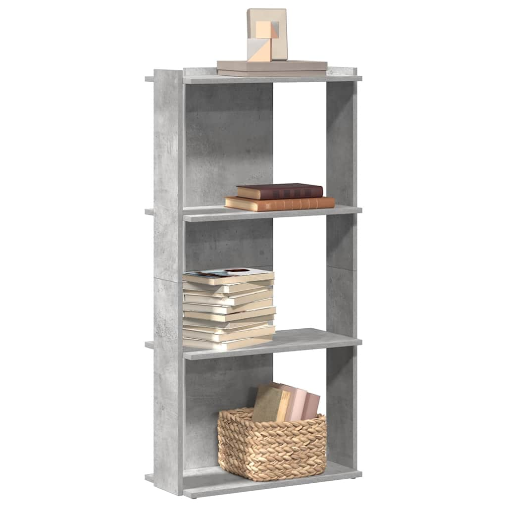 Vetonek Librería de 3 niveles madera gris hormigón 60x30x120 cm