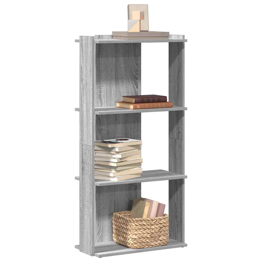 Vetonek Librería 3 estantes madera ingeniería gris Sonoma 60x30x120 cm